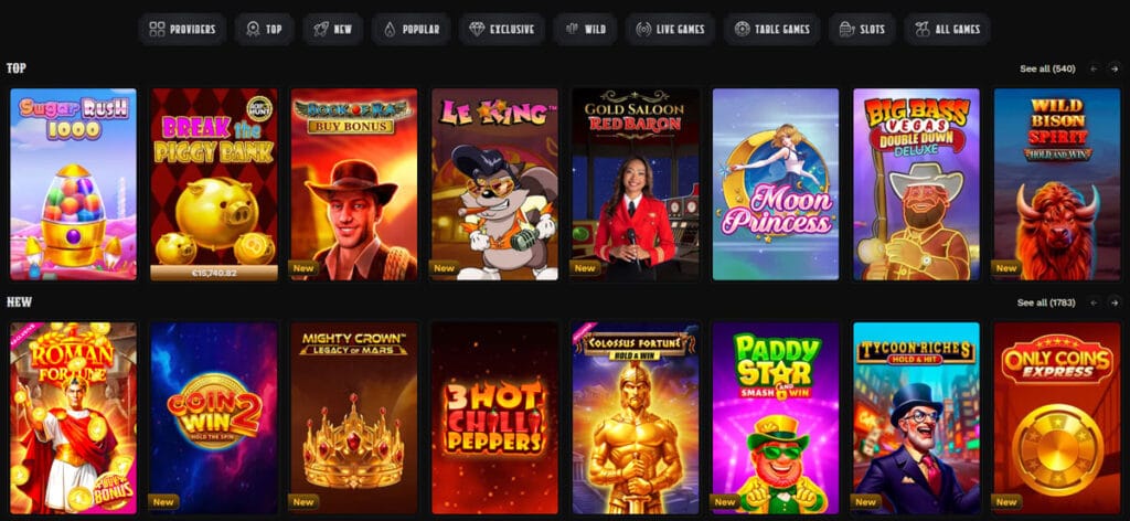 Wildsino Game Selection