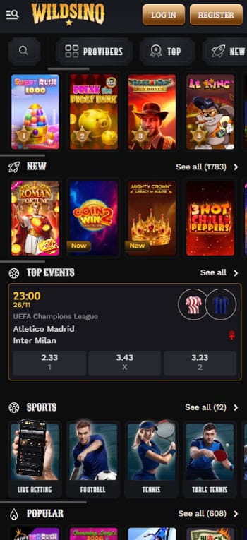 Wildsino Mobile App