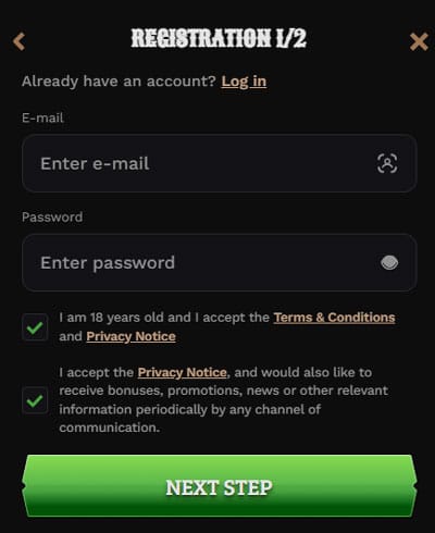 Wildsino Registration